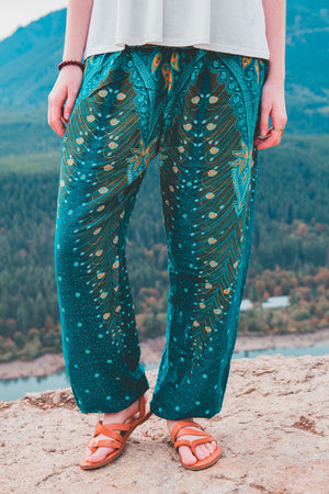 Green Peacock Harem Pants Women