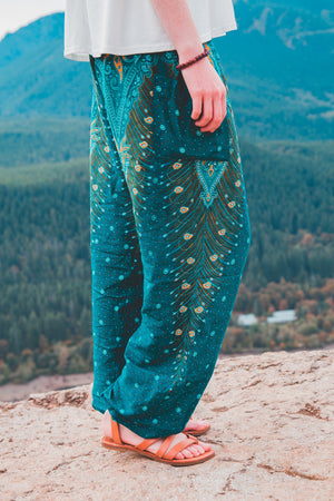 Green Peacock Harem Pants Women