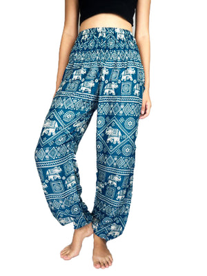 Teal Classic Elephant Harem Pants Women