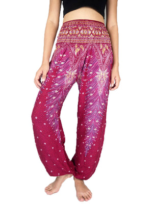 Red Peacock Harem Pants Women