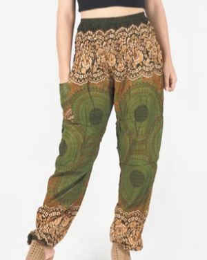 Olive Mandala Harem Pants