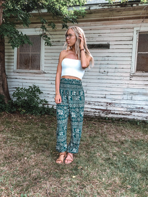 Teal Elephant Harem Pants Women