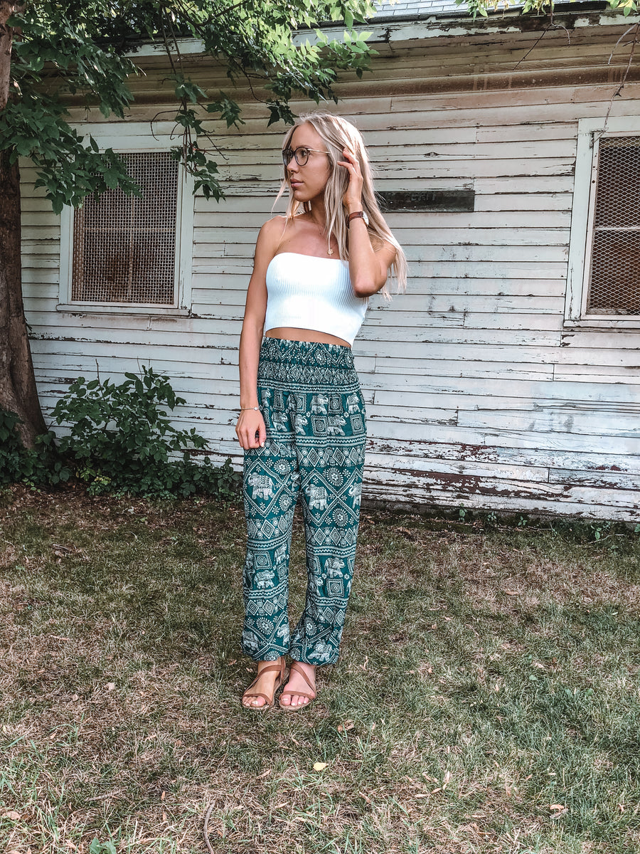 Teal Elephant Harem Pants