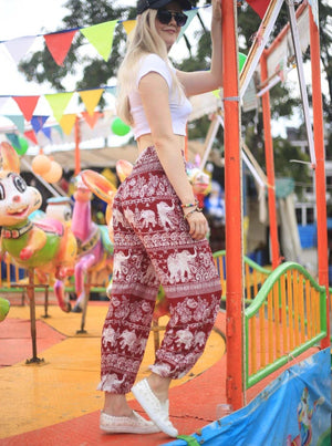 Red Paisley Harem Elephant Pants