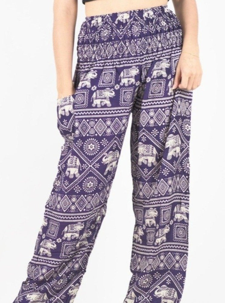 Purple Peacock Aladdin Pants - Bohemian Harem Pants | Elephant Boho Hippie  Pants from Thailand