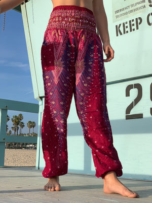 Red Peacock Harem Pants Women