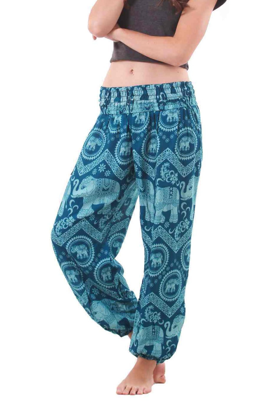 Elephant Pants For Women Print Drawstring Long Trousers Thai Elephant Thai  Work | eBay